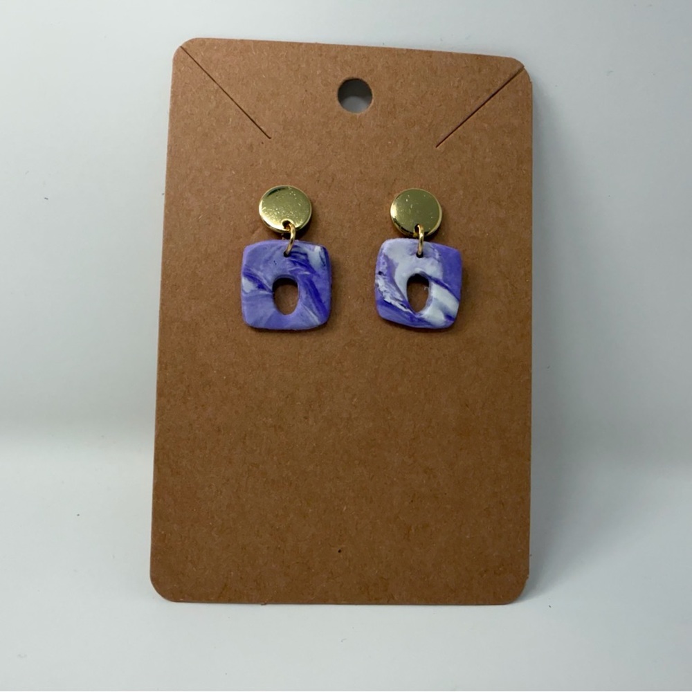Stainless Steel Chic Purple and Gold Geometric Earrings